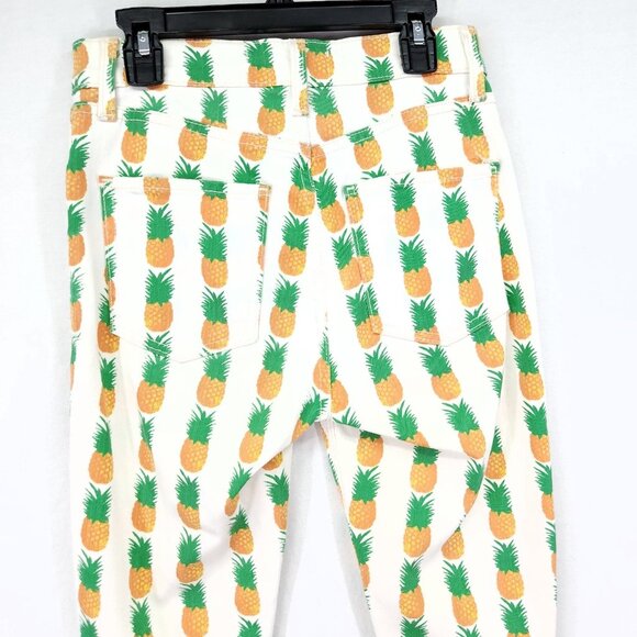 Pistola Skinny Jeans Size 26 Pineapple All Over Print Cropped Raw Fray Hem - Picture 10 of 14
